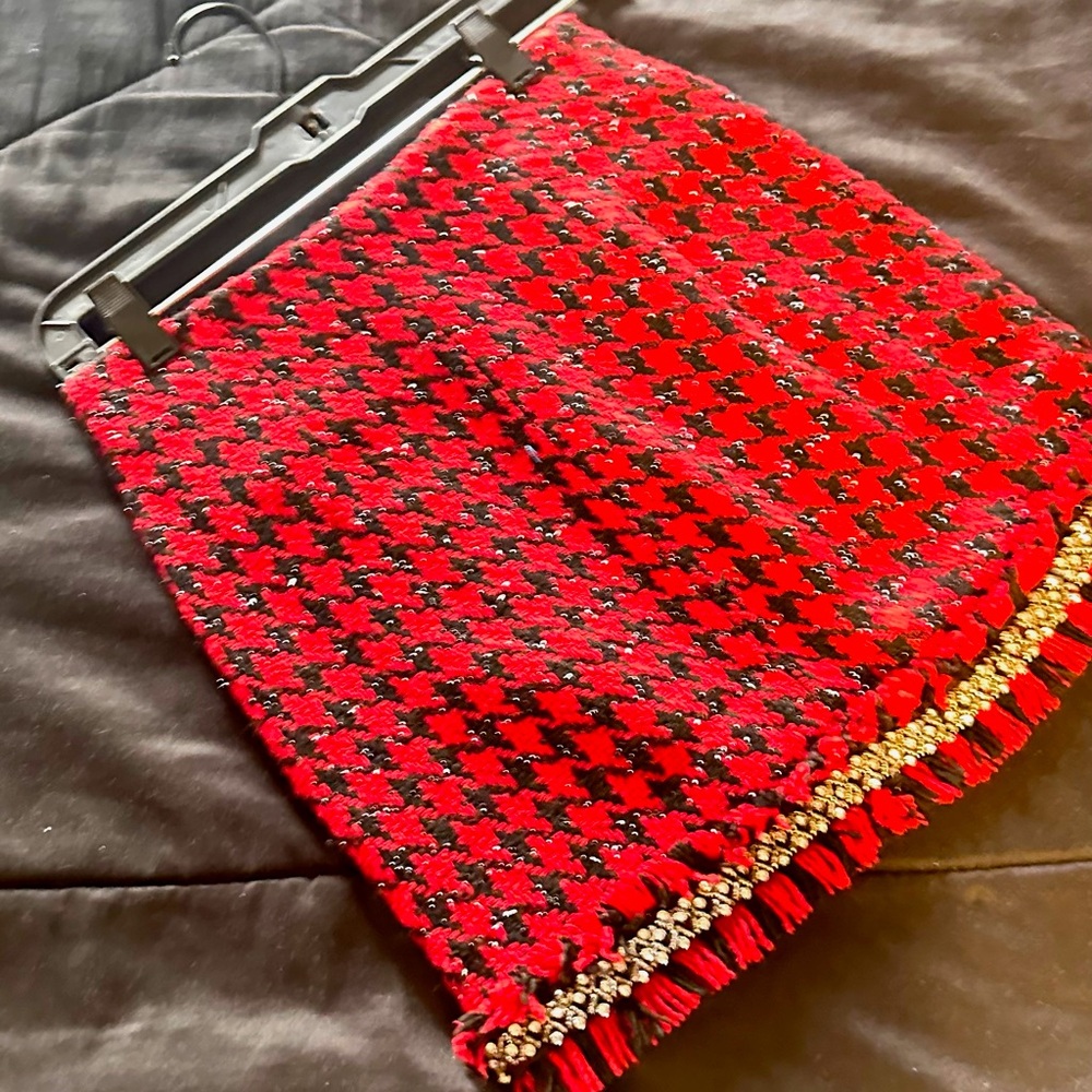 Black red plaid mini skirt